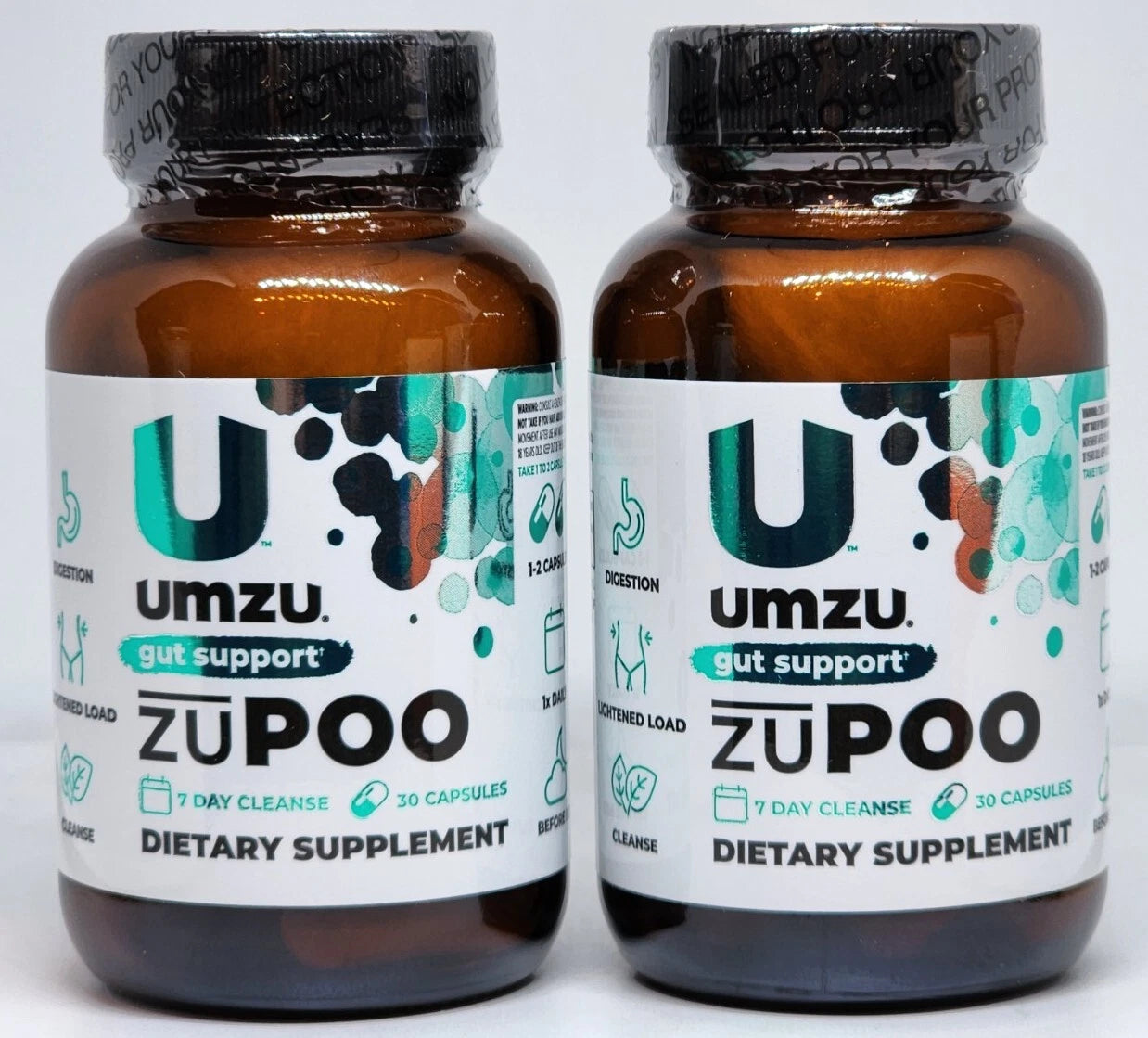 2 Bottles UMZU ZuPOO Gut Support & Colon Cleanse Supplement – New, Sealed | Exp 08/2027